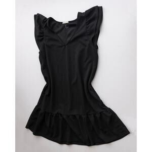 Entro Black Ruffle Sleeve V-Neck Mini Dress Small